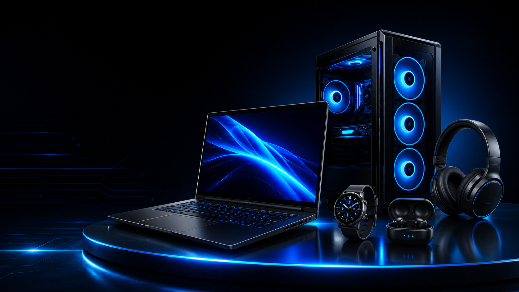 Laptop, gaming PC and gadgets